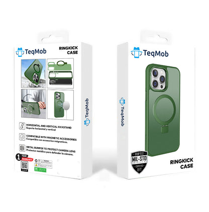 Green Frosted Kickstand with Magnetic Compatibility in Package for iPhone 16 Pro Max