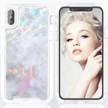 silver iPhone X / XS Heavy Duty Marble Case