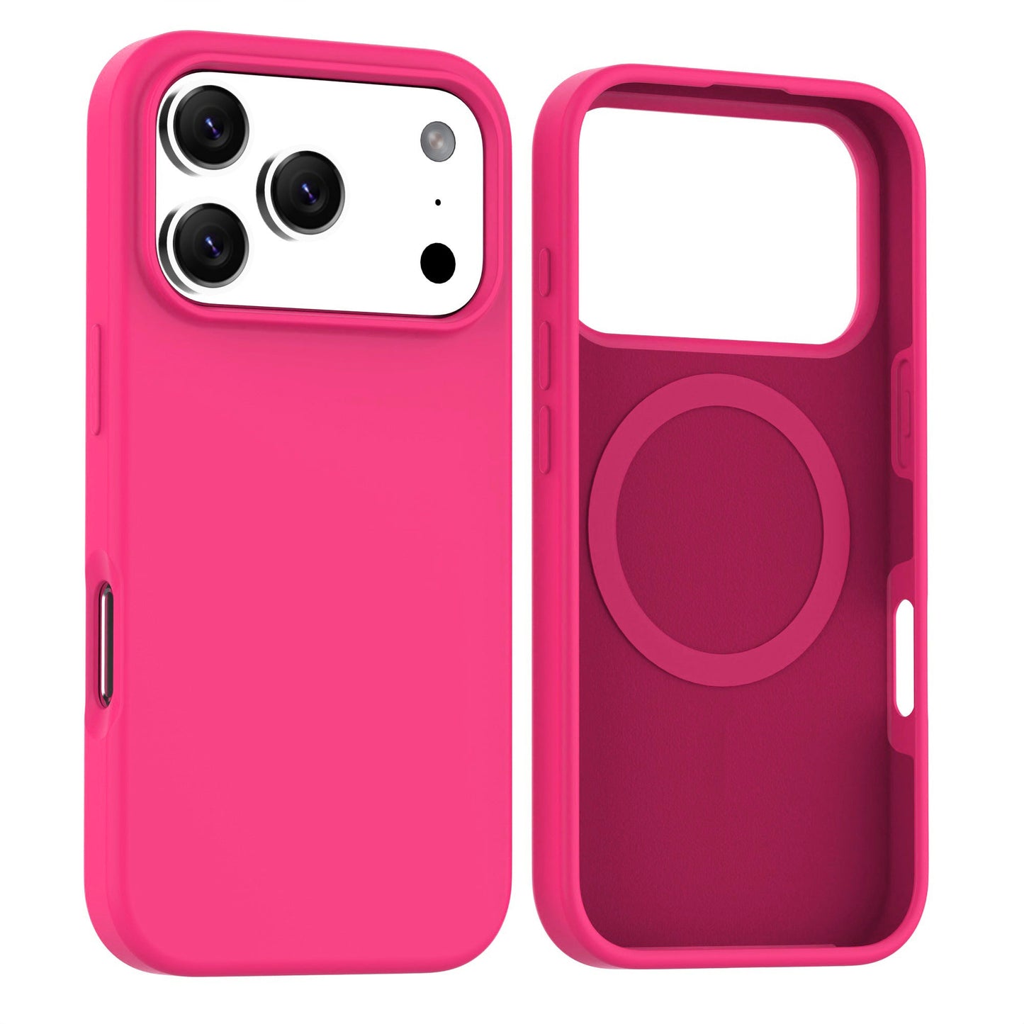 Hot Pink Soft Magnetic Silicone Case for iPhone 17 Pro