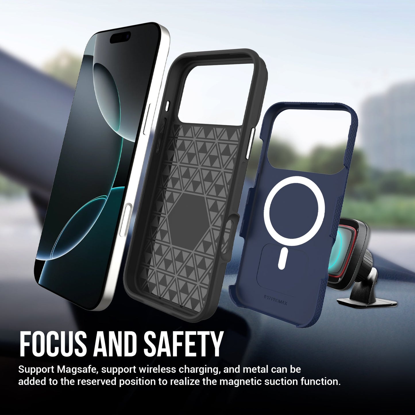 Blue Triangle Case with Magnetic Compatibility for iPhone 17 Air