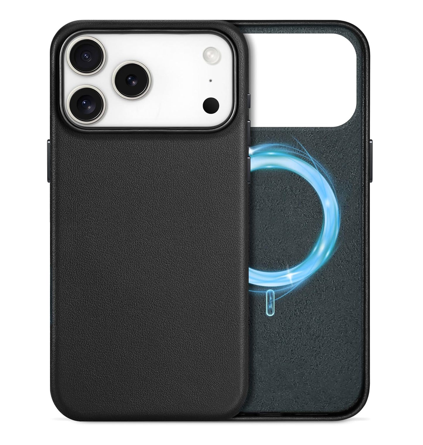 Black Magnetic Leather Case Case for iPhone 17 Pro
