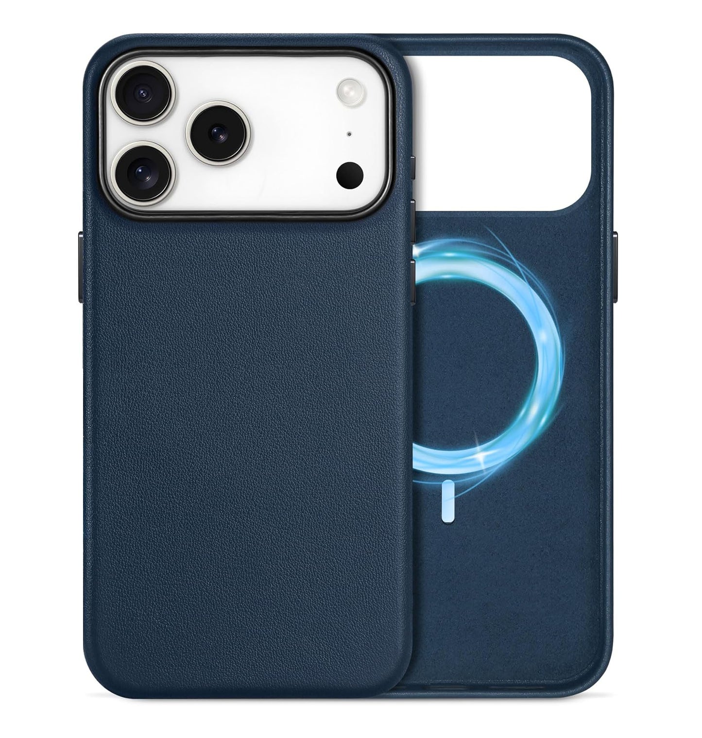Navy Blue Magnetic Leather Case Case for iPhone 17 Pro