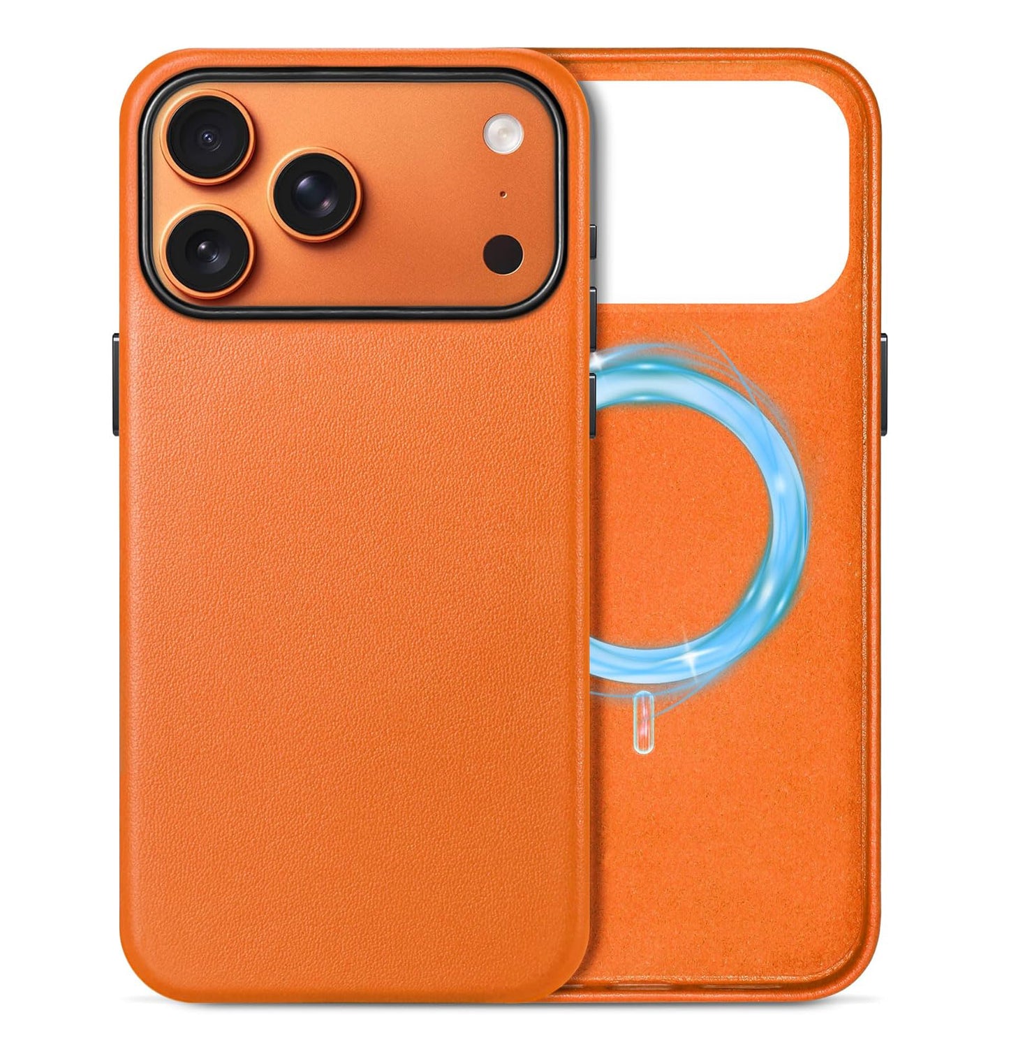 Orange Magnetic Leather Case Case for iPhone 17 Pro