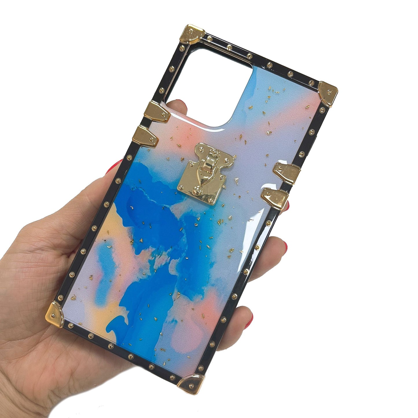 Square Case with Light Blue Marble Pattern iPhone 12 Pro Max 6.7