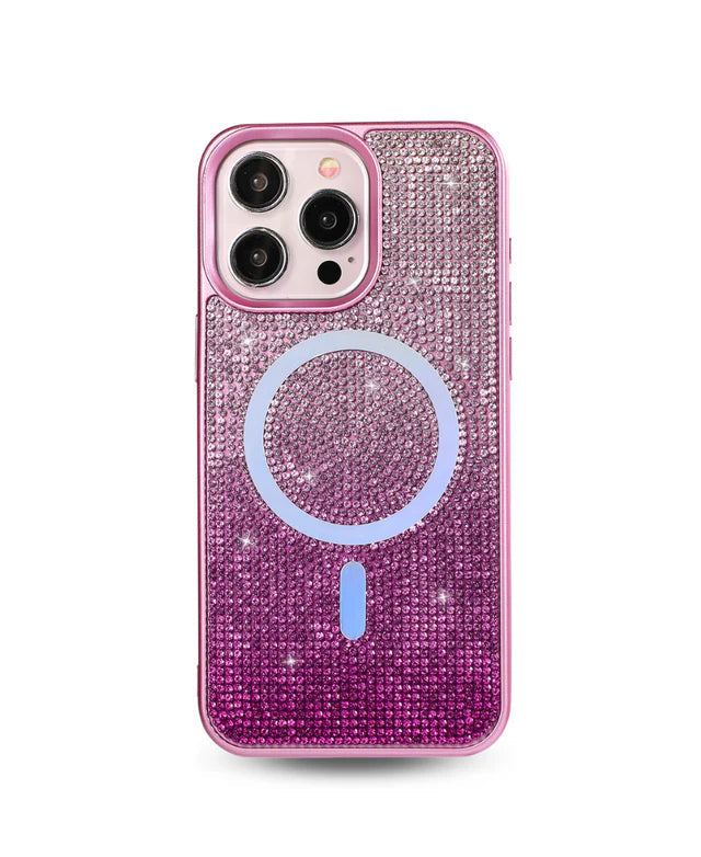 Pink Magnetic Crystal Case for iPhone 15 Pro Max