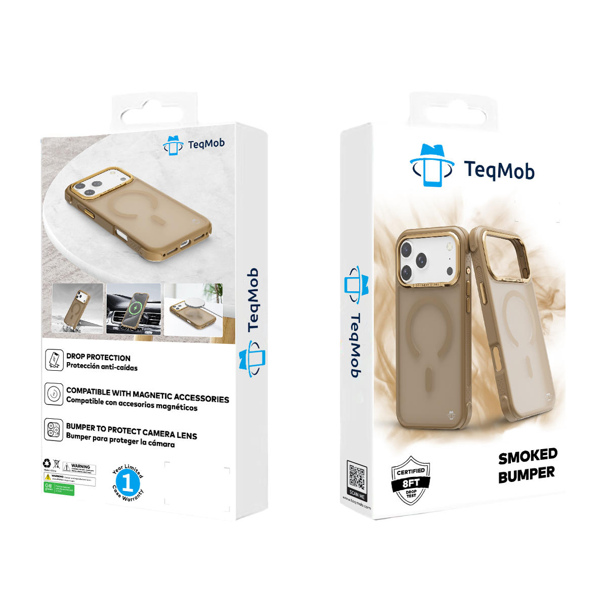 Beige Smoked Bumper with Magnetic Compatibility for iPhone 17 6.1 with package