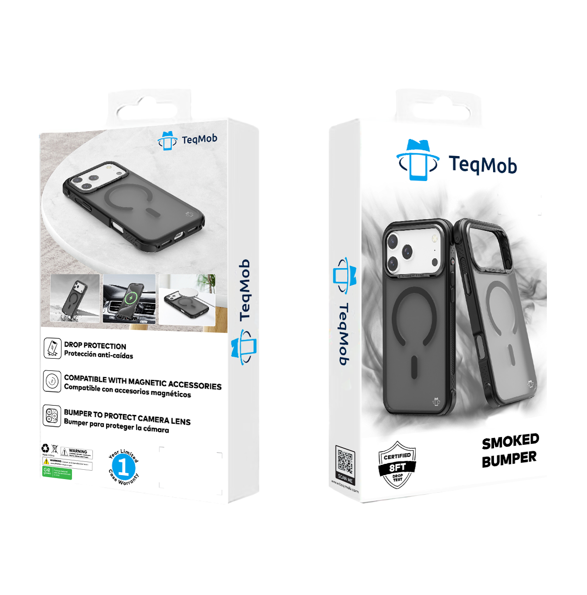 Black Smoked Bumper with Magnetic Compatibility for iPhone 17 Pro Max with package