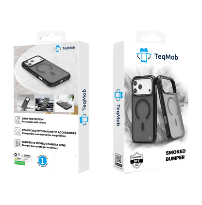 Black Smoked Bumper with Magnetic Compatibility for iPhone 17 Pro Max with package