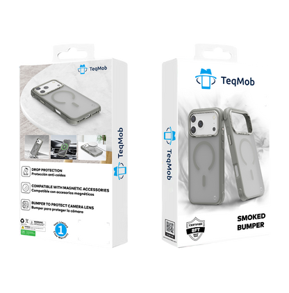 Gray Smoked Bumper with Magnetic Compatibility for iPhone 17 6.1 with package