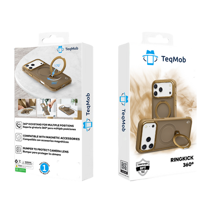 Beige Frosted Bumper with 360° Magnetic Kickstand for iPhone 17 Pro Max with package