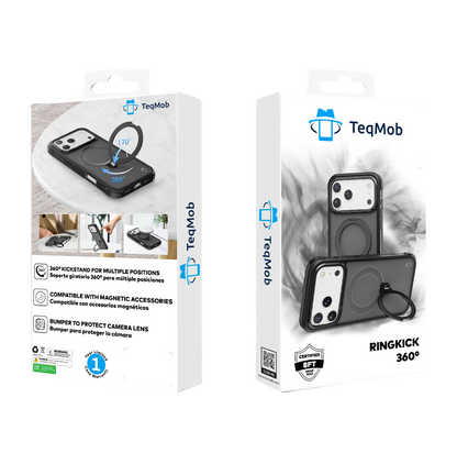 Black Frosted Bumper with 360° Magnetic Kickstand for iPhone 17 Pro with package