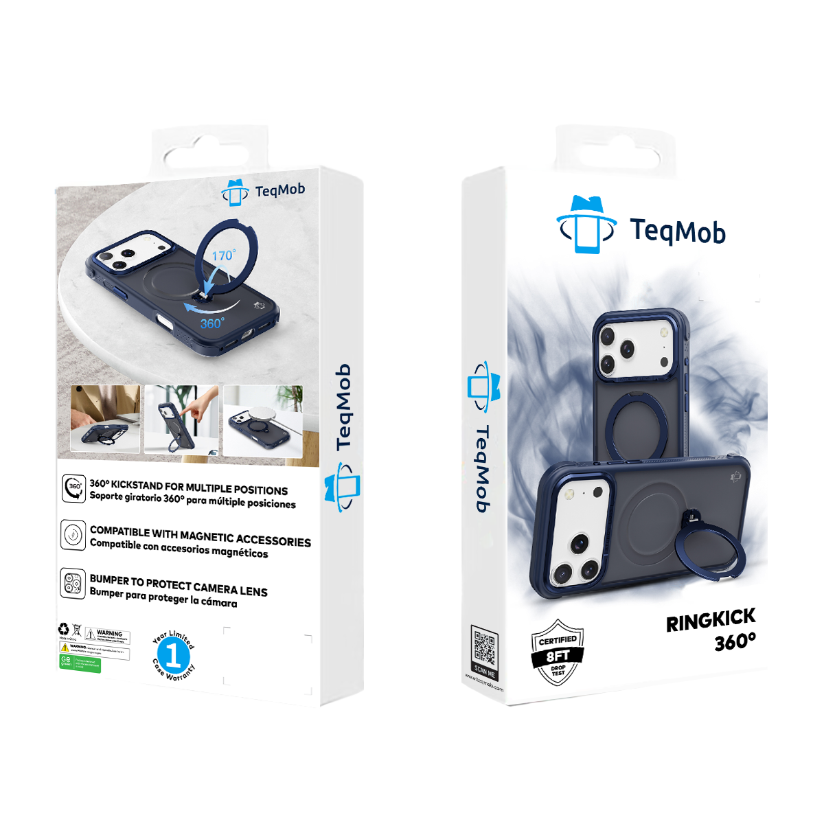 Navy Blue Frosted Bumper with 360° Magnetic Kickstand for iPhone 17 6.1 with package