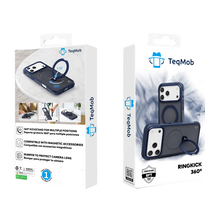 Navy Blue Frosted Bumper with 360° Magnetic Kickstand for iPhone 17 6.1 with package