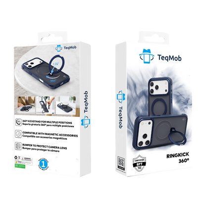 Navy Blue Frosted Bumper with 360° Magnetic Kickstand for iPhone 17 Pro Max with package