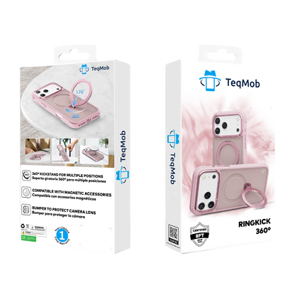 Pink Frosted Bumper with 360° Magnetic Kickstand for iPhone 17 6.1 with package
