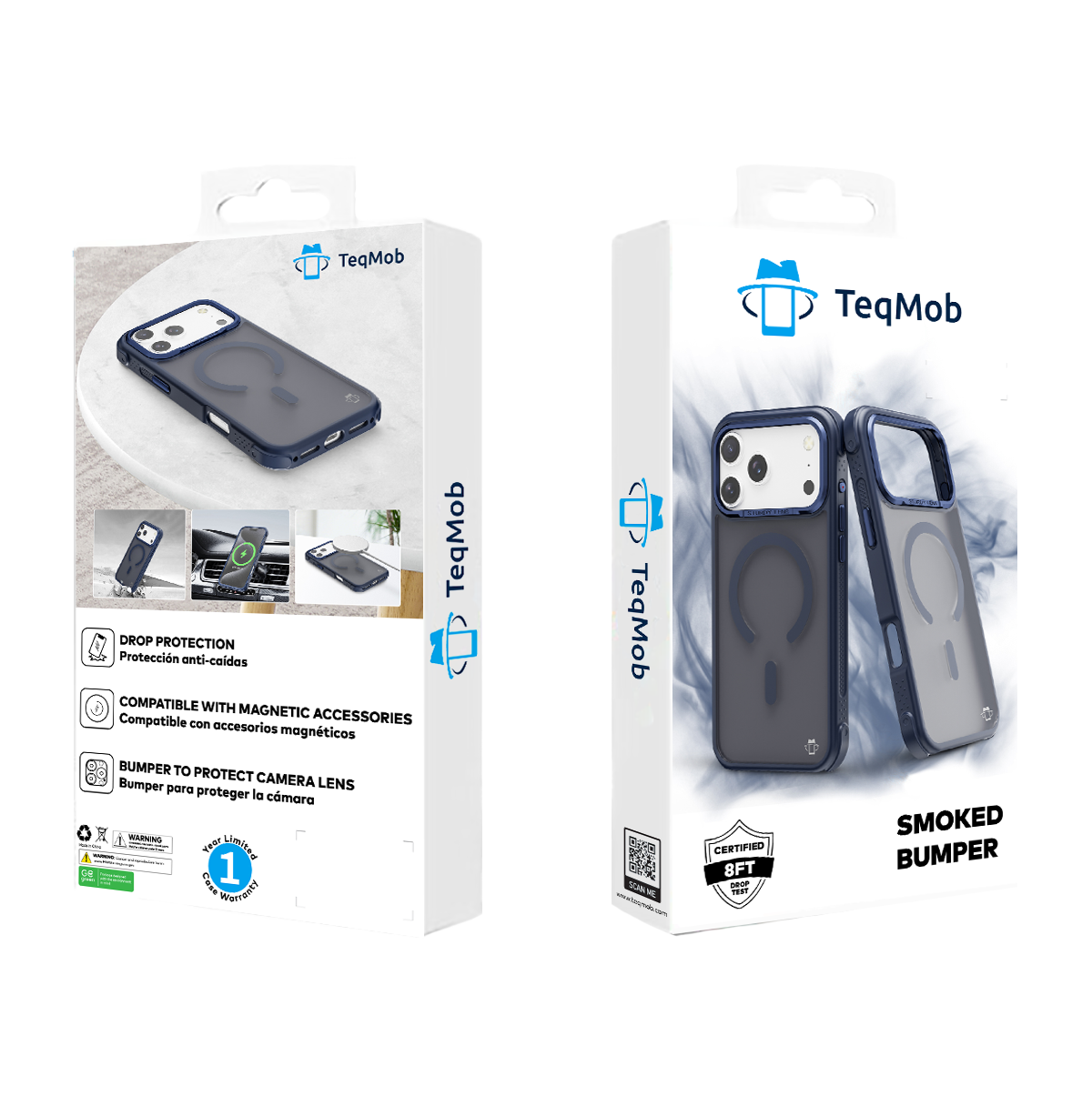 Navy Blue Smoked Bumper with Magnetic Compatibility for iPhone 17 Pro Max with package