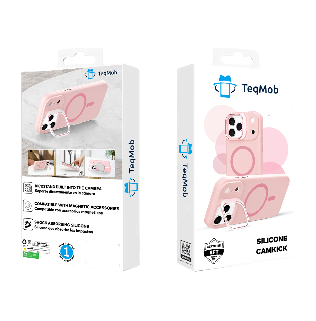 Pink Silicone Camera Kickstand with Magnetic Compatibility for iPhone 17 Air with package