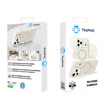 Off-White Silicone Camera Kickstand with Magnetic Compatibility for iPhone 17 Pro Max with package