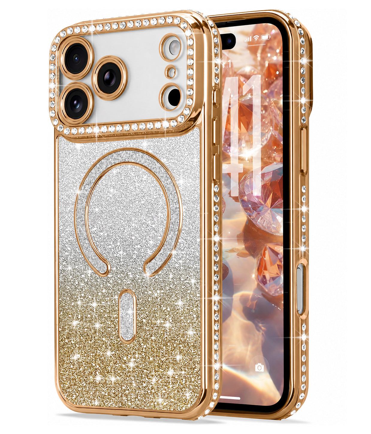 Gold Diamond TPU Case for iPhone 17 Pro Max