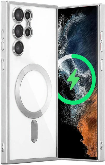 Silver Soft TPU Case with Magnetic Compatibility for Galaxy S25 Plus