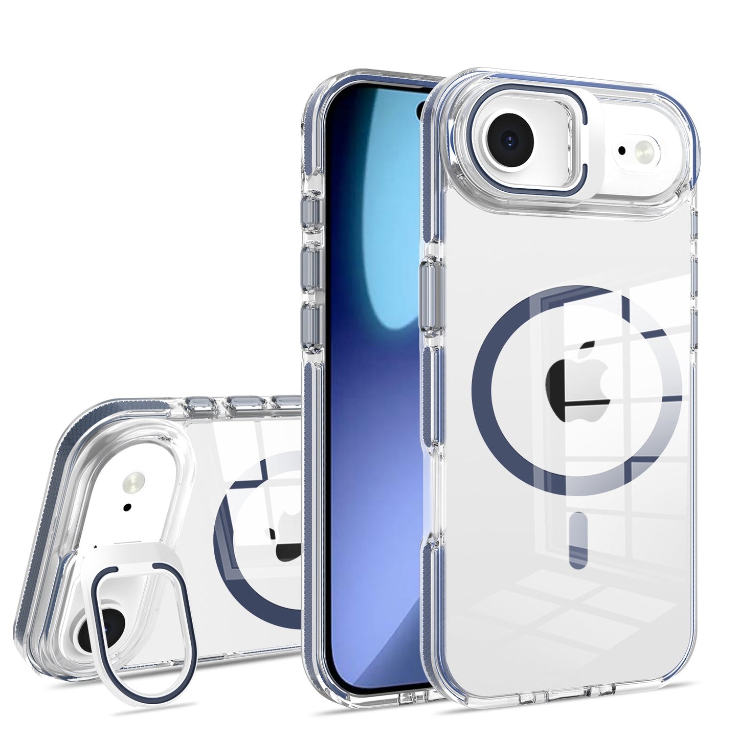 Navy Blue Camera Kickstand Magnetic Case for iPhone 17 Air