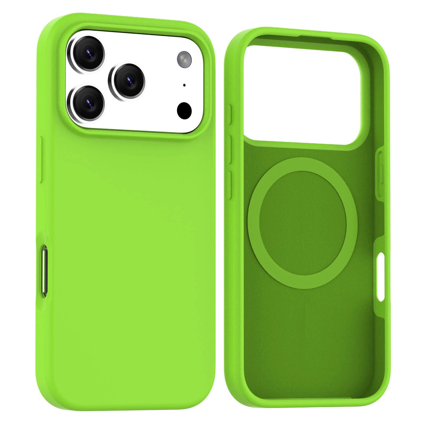 Neon Green Soft Magnetic Silicone Case for iPhone 17 Pro Max