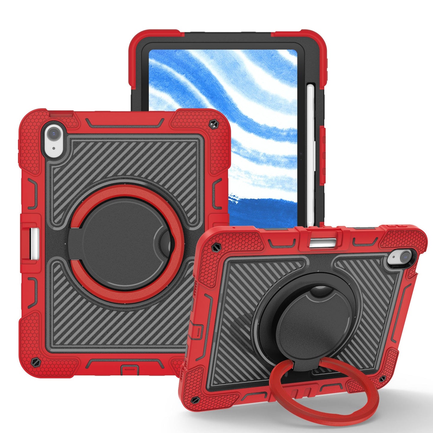 Red Heavy Duty Case with 360° Stand for iPad A16 10th Gen 10.9"