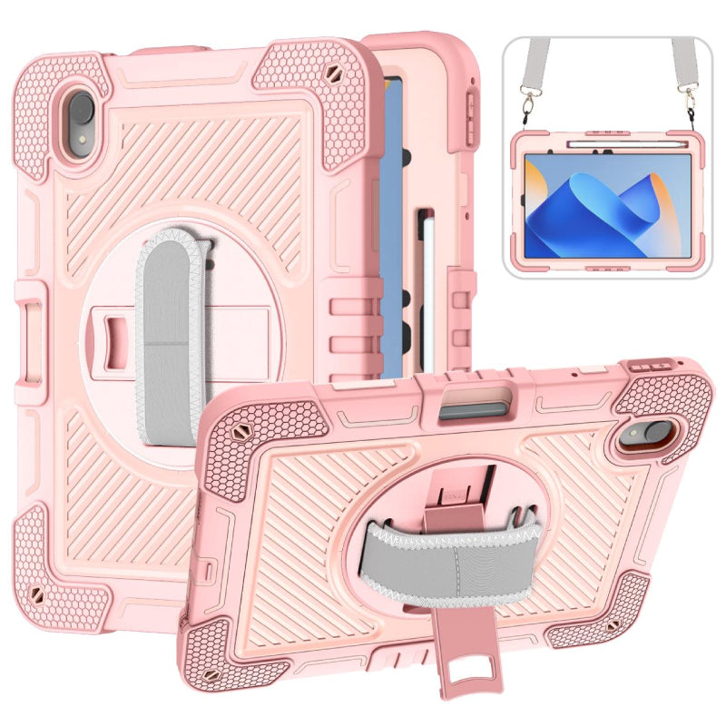 Pink Heavy Duty Case with Rotative Stand and Hand Strap for iPad A16 10th Gen 10.9"