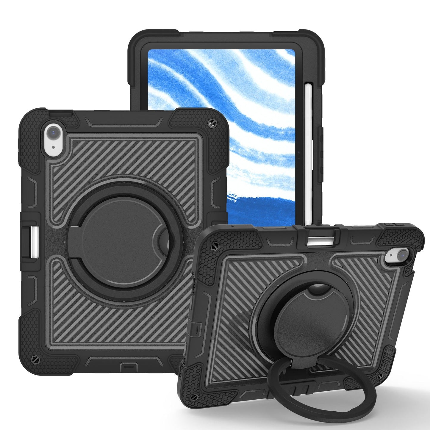 Black Heavy Duty Case with 360° Stand for iPad A16 10th Gen 10.9"