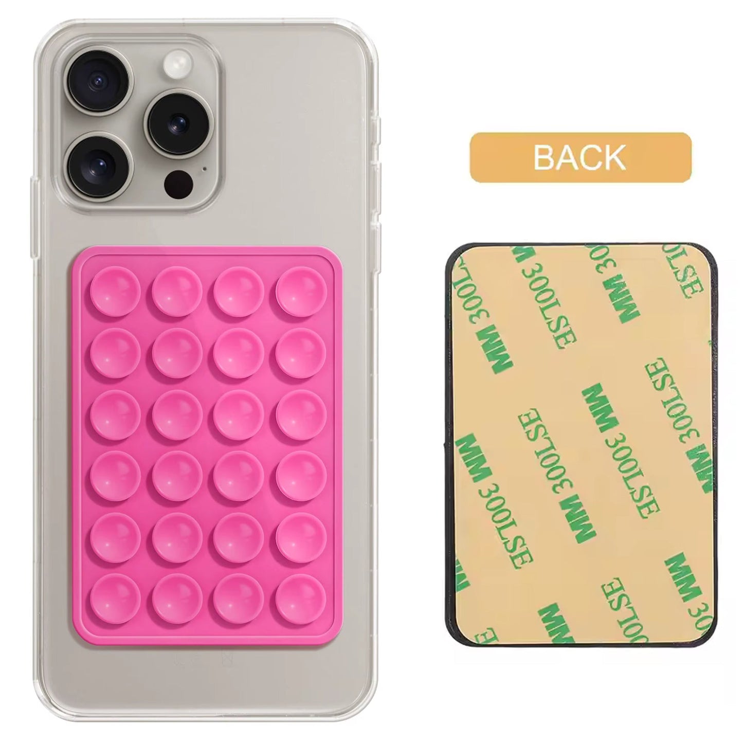 Hot Pink Silicone Suction Adhesive Mount Phone Grip