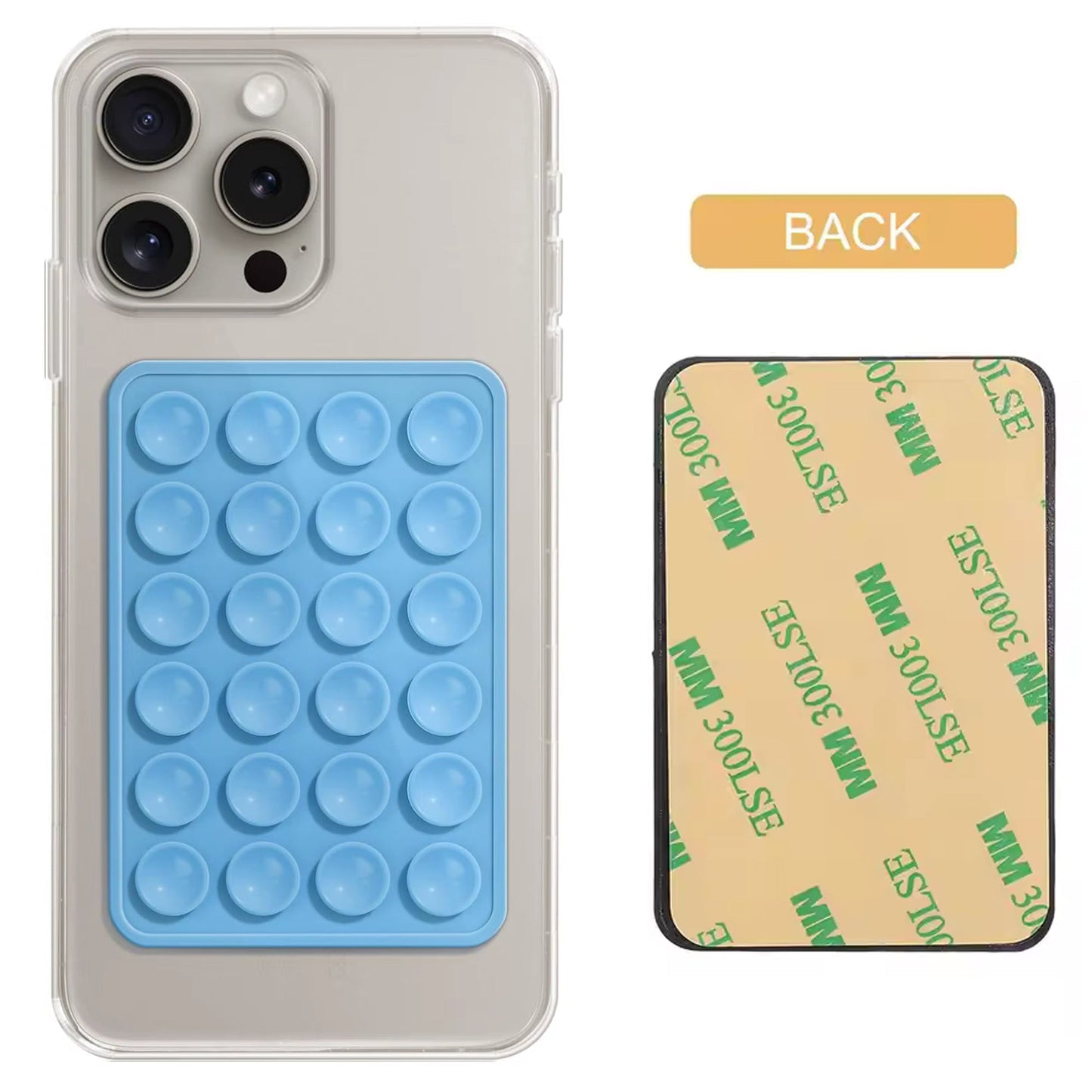 Light Blue Silicone Suction Adhesive Mount Phone Grip