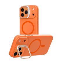 Orange Silicone Camera Kickstand with Magnetic Compatibility for iPhone 17 Pro Max with package