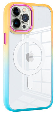 Orange and Blue Two Tone Case with Magnetic Compatibility for iPhone 12 Pro / 12 6.1