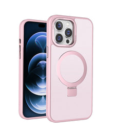 Pink Frosted Kickstand with Magnetic Compatibility for iPhone 16 6.1