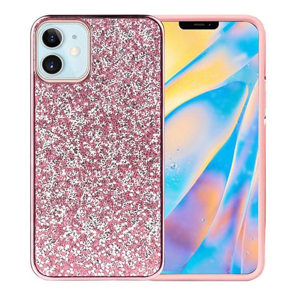 Pink iPhone 12 6.1 inch Deluxe Glitter Diamonds Electroplated PC TPU Hybrid