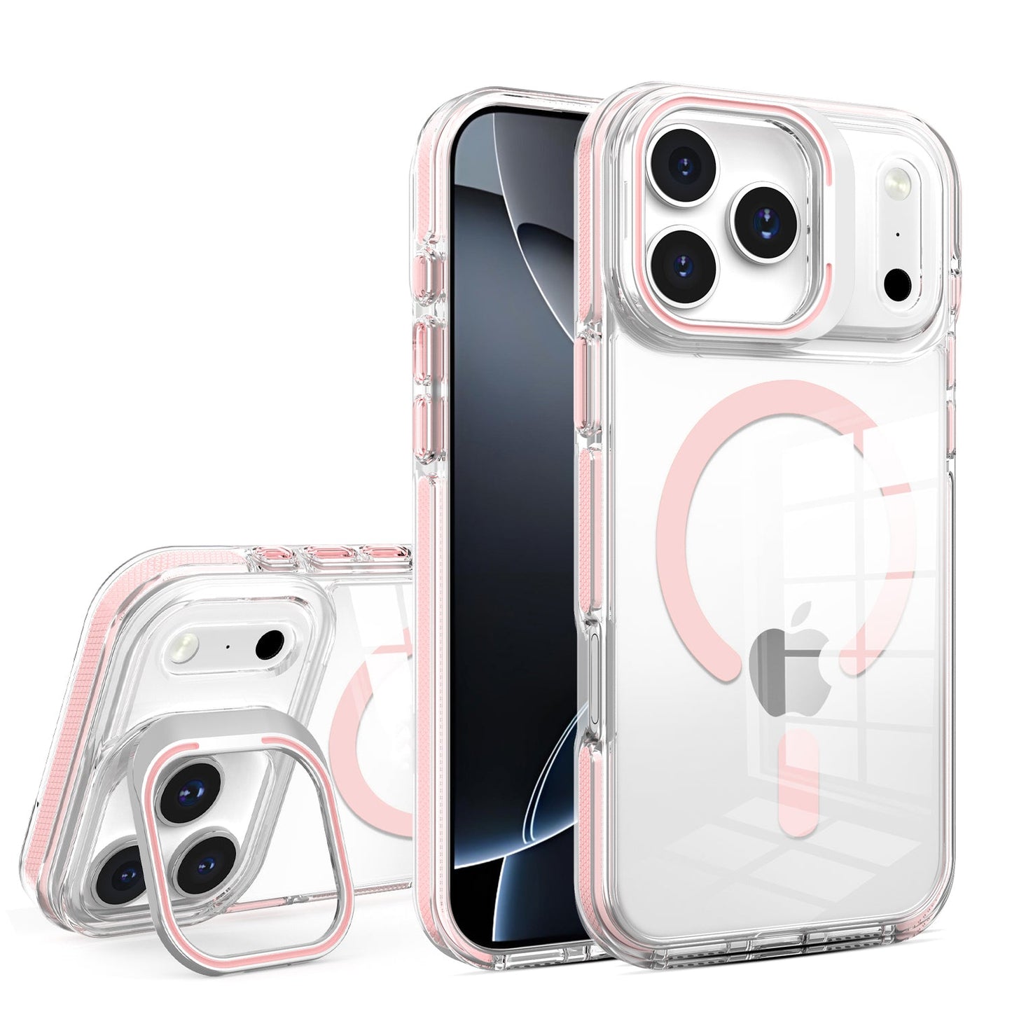 Pink Camera Kickstand Magnetic Case for iPhone 17 Pro Max