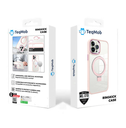 Clear Pink Frame Kickstand with Magnetic Compatibility for iPhone 13 Pro Max with package
