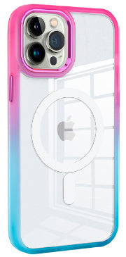 Pink and Blue Two Tone Case with Magnetic Compatibility for iPhone 14 Pro