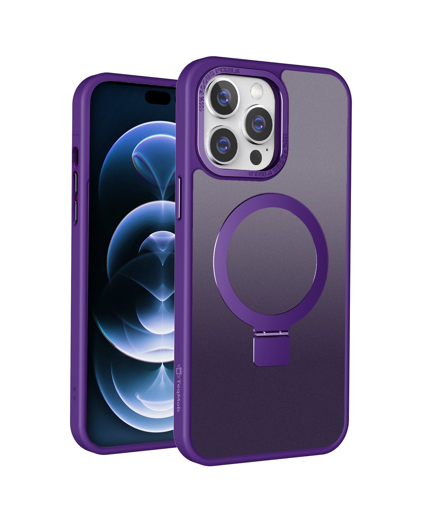 Purple Frosted Kickstand with Magnetic Compatibility for iPhone 16 Plus