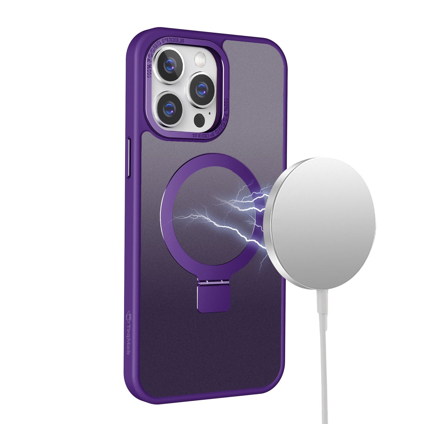Purple Frosted Kickstand with Magnetic Compatibility for iPhone 15 Pro