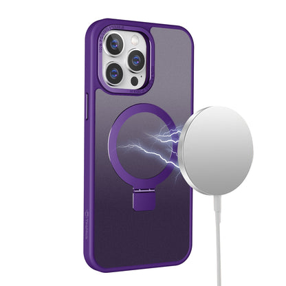 Purple Frosted Kickstand with Magnetic Compatibility for iPhone 15 Pro