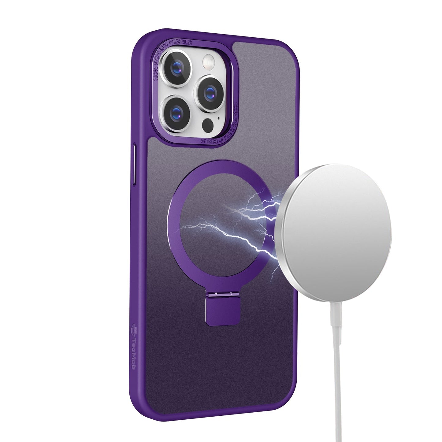 Purple Frosted Kickstand with Magnetic Compatibility for iPhone 16 Plus