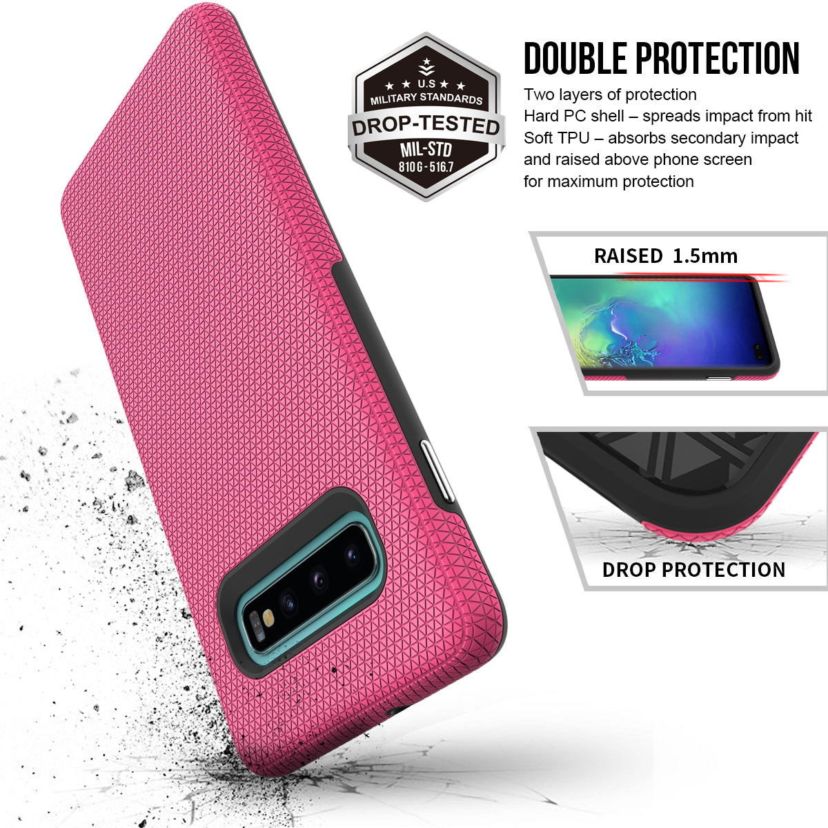 Galaxy S10 Plus Triangle PINK Case WITH Package