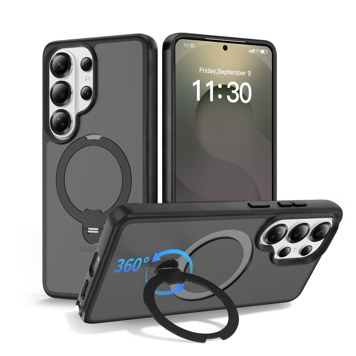 Black Frosted with 360° Magnetic Kickstand for Samsung Galaxy S26