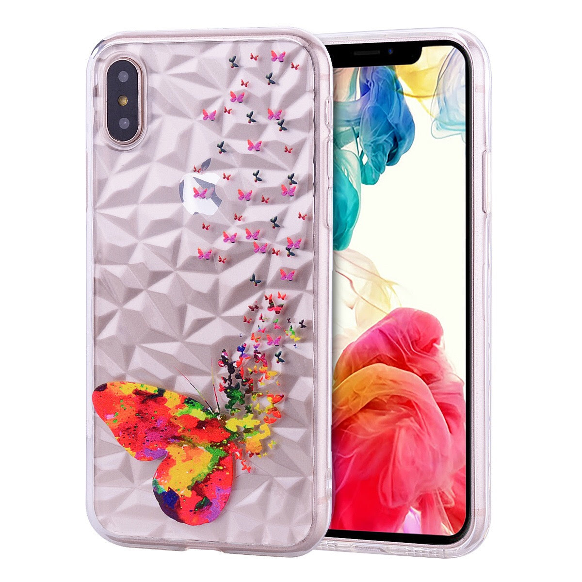 iPhone X/XS Design TPU Butterfly Peach