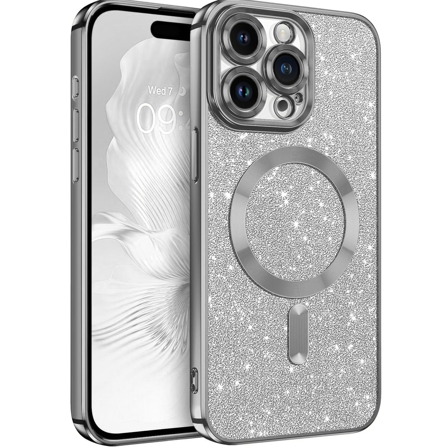 Silver Glitter Soft TPU Case with Magnetic Compatibility for iPhone 17 Air