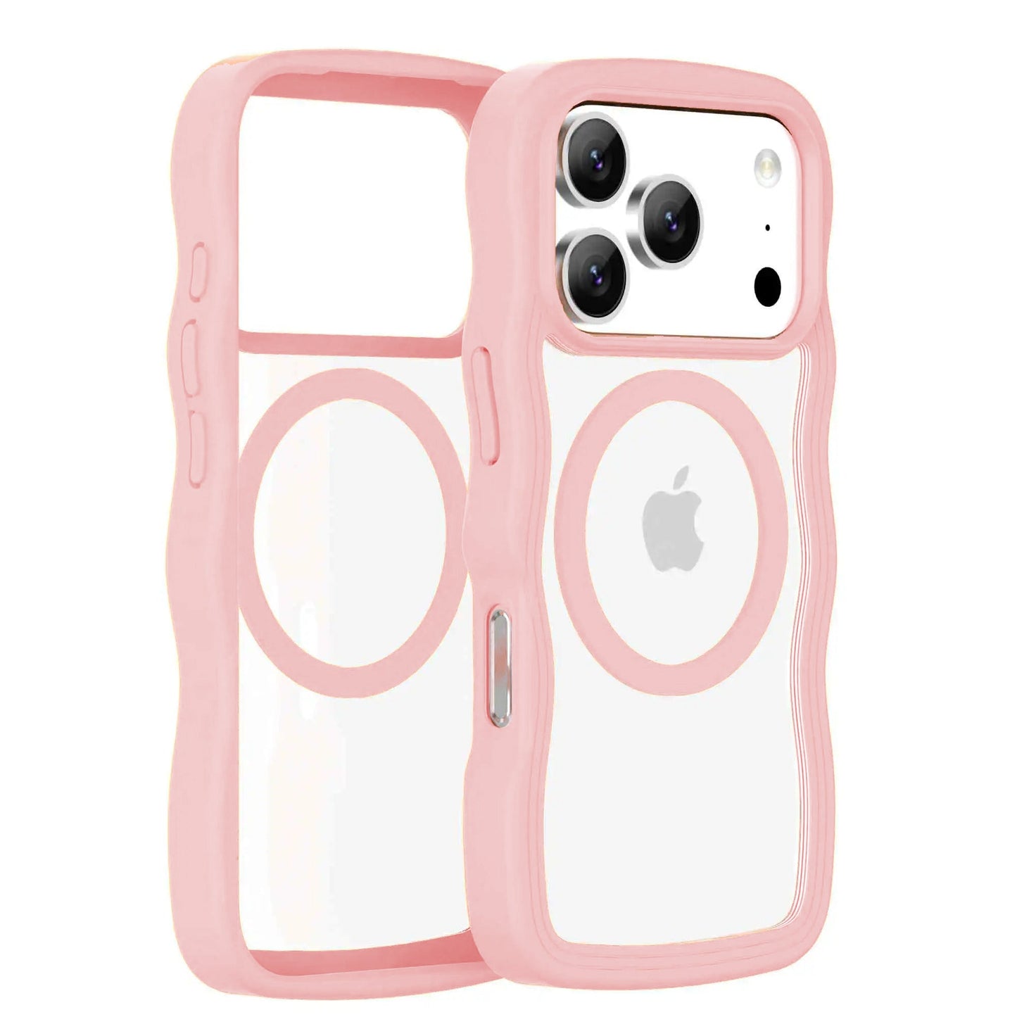 Pink Clear Wave Case for iPhone 16 Pro Max