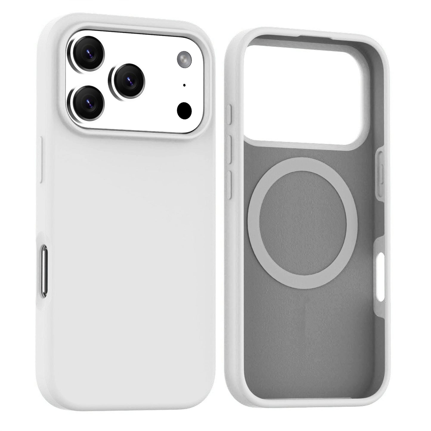 White Soft Magnetic Silicone Case for iPhone 17 Pro Max