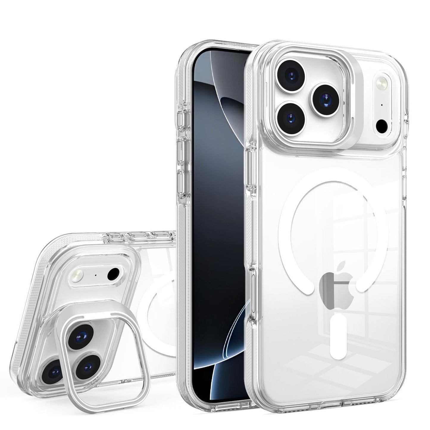 White Camera Kickstand Magnetic Case for iPhone 17 Pro Max
