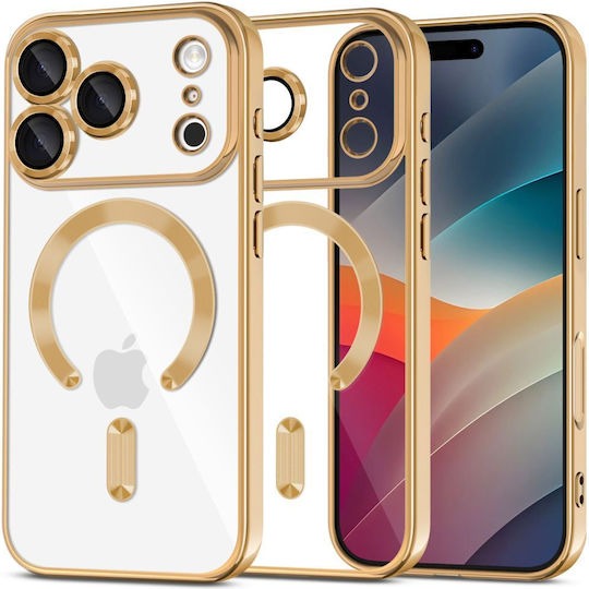 Gold Soft TPU Case with Magnetic Compatibility for iPhone 17 Pro Max